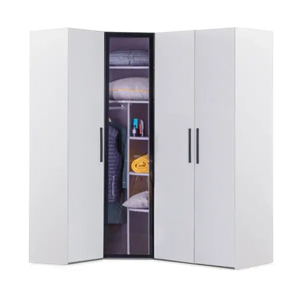 Atlas White Armoire Corner With Glass Door (4 Doors)