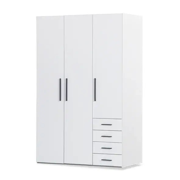 Atlas White Armoire with Drawers (3 Doors) - LYNDA KIDS