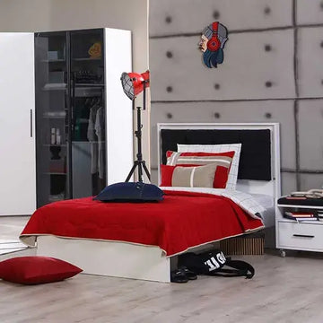 Atlas White Bed with Storage - LYNDA KIDS