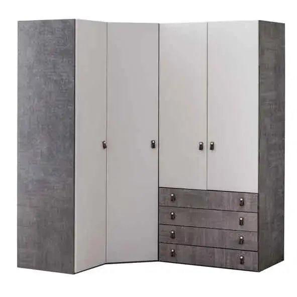 Aura Armoire Corner with Drawers (4 Doors) - LYNDA KIDS