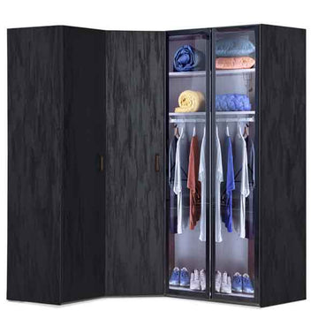 Dark Armoire Corner with Glass Door (4 Doors) - LYNDA